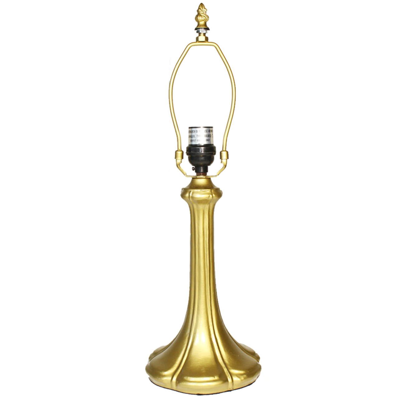 Rainbow Art Glass Nouveau Petal Metal Lamp Base, Bright Gold Finish, Nicely Weighted, 17.25" Tall